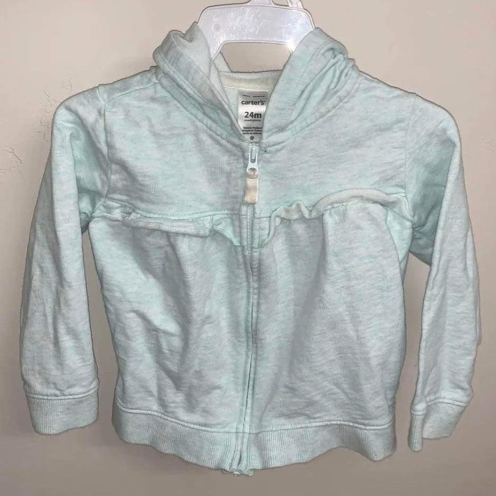 Mint color zip up terry cloth hoodie